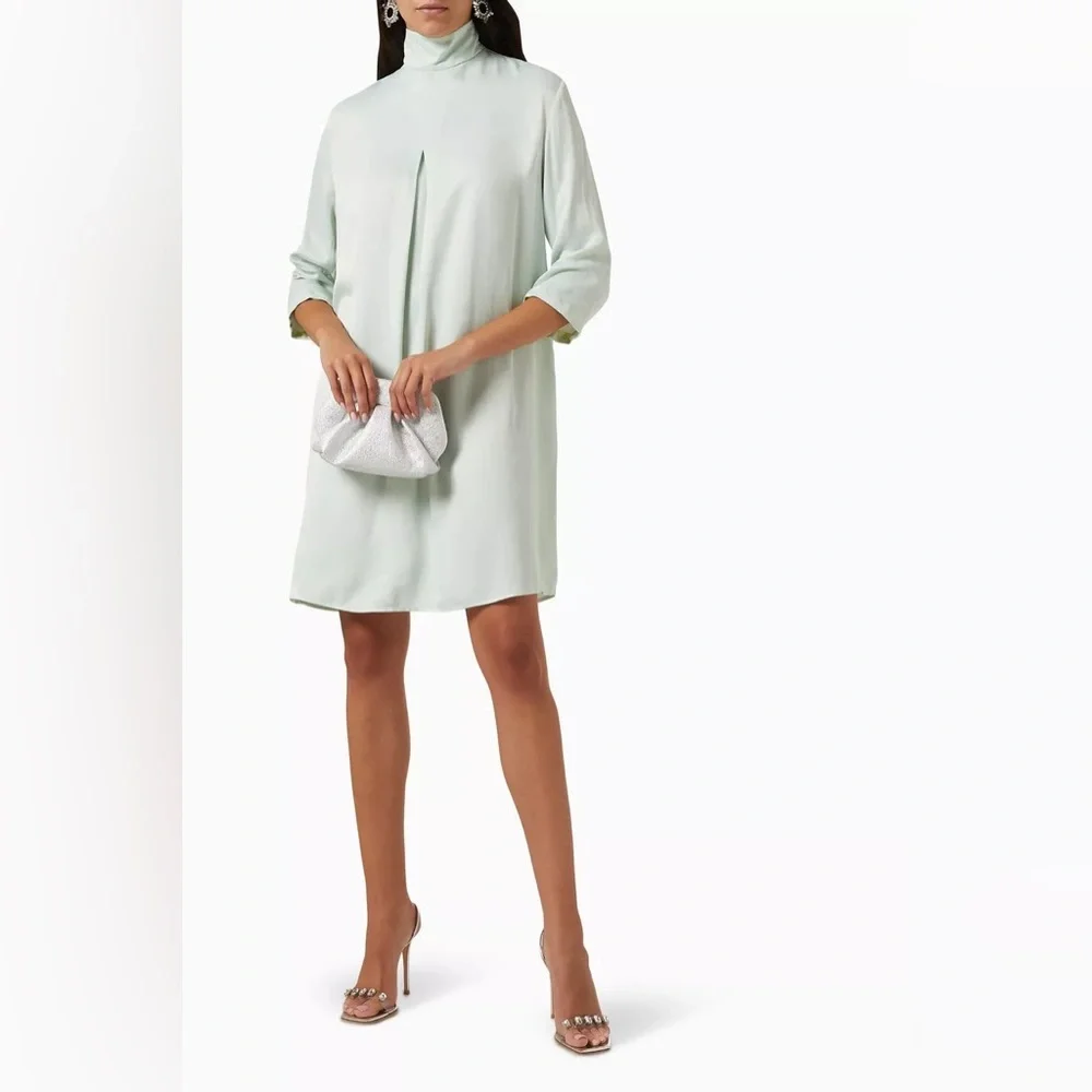 Sleeper Mint Green Party Shirt Dress Detachable Ostrich Feathers size Small NWT